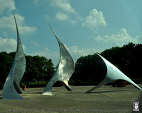 "NavStar ’92" -10 (Artist : Stephen Canneto) 3 Sculptures representing the sails of Columbus’ ships